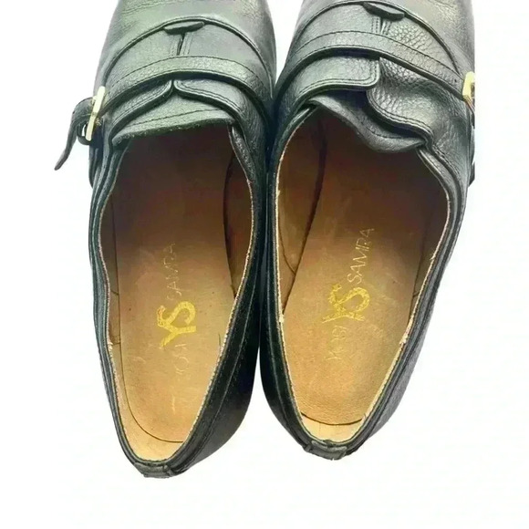 Yosi Samra Black Pointy Flats with Gold Buckle - Picture 3 of 11